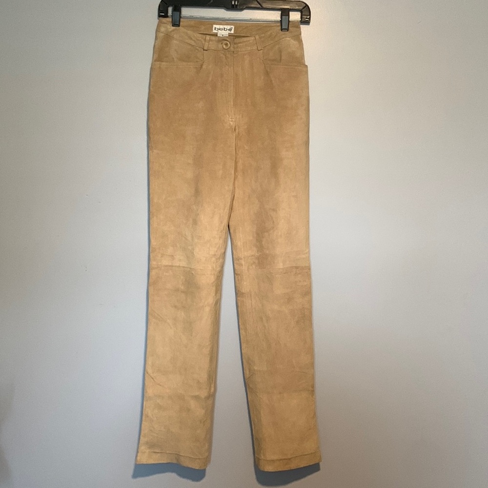 Vintage Bebe Y2K Tan Suede Leather Pants Women’s size 6